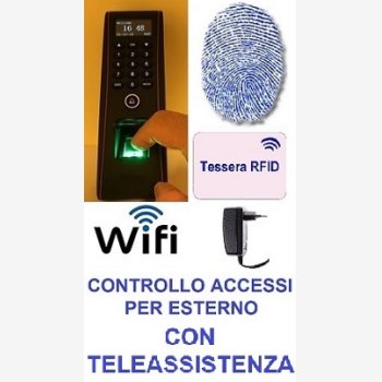 SISTEMA CONTROLLO ACCESSI PER ESTERNO (IP53) MOD. 1951-FINGER/WIFI, CON 6 MESI DI ASSSITENZA, LETTORE IMPRONTE DIGITALI E TESSERE, SOFTWARE, ALIMENTATORE E E CORSO DI ISTRUZIONE SOFTWARE IN TELEASSISTENZA PER 6 MESI